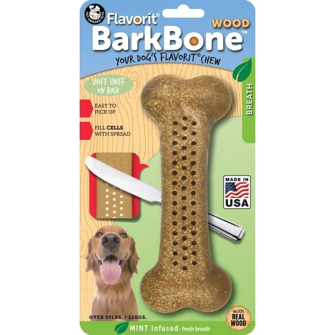 Pet Qwerks Flavorit Wood Bark Bone Mint Small - Afbeelding 2