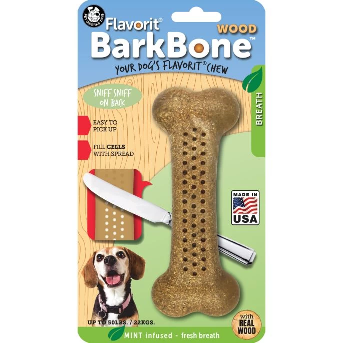 Pet Qwerks Flavorit Wood Bark Bone Mint Small - Afbeelding 3