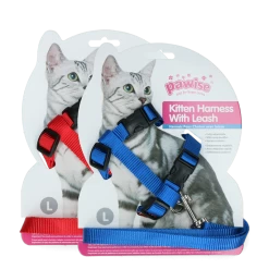 Pawise Kitten Harness Leash-Red/Blue