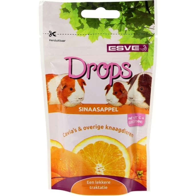 Knaagdier Drops Sinaasappel. Inhoud: 75gr.