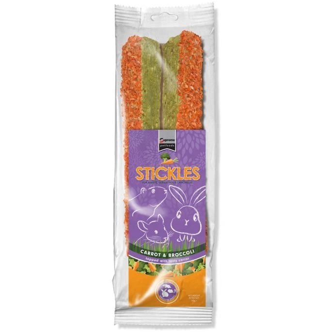 Carrot & Broccoli Stickle. Inhoud: 100gr.